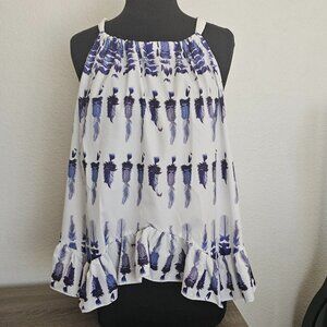 Cute Purple Feather Halter Top Size 2XL